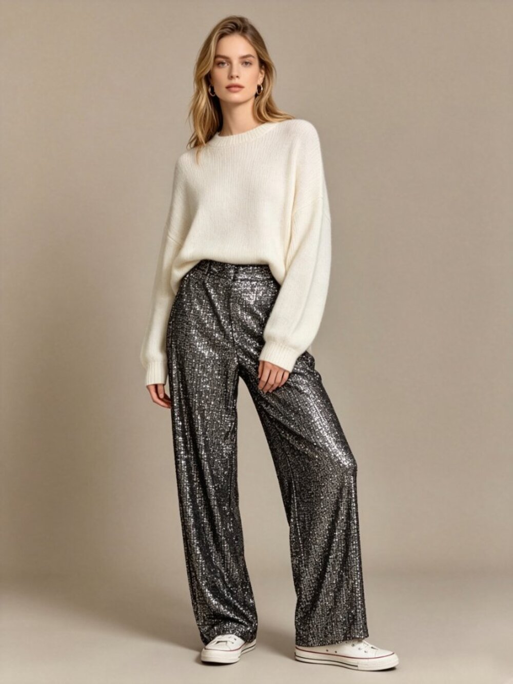 $ 350 NWT Twinset Women's Sequin Sparkle High Waist Pants Size XXS
